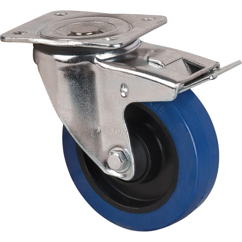 Blue Caster, Swivel with Brake, 5" (127 mm), Rubber, 400 lbs. (181 kg.) Oxford Builders Supplies Inc