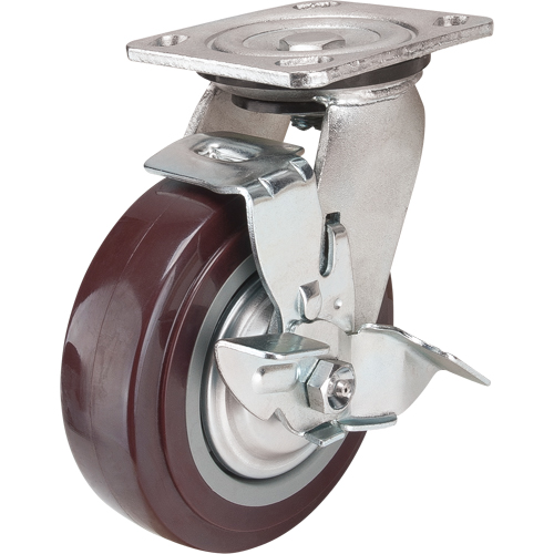 Roulette, Pivotant avec frein, 6" (152,4 mm), Polyur&eacute;thane, 850 lb (385 kg) Oxford Builders Supplies Inc