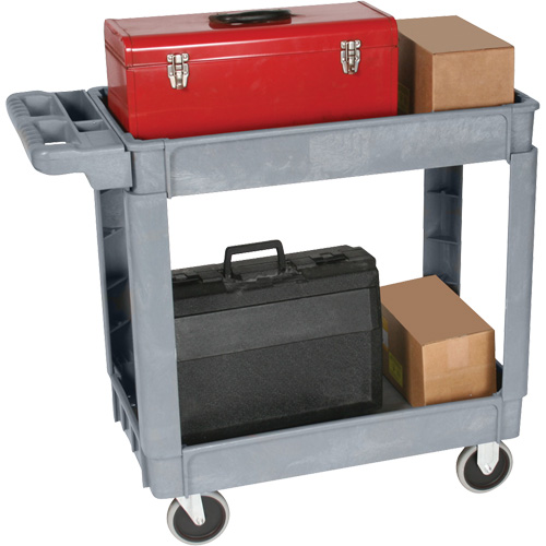 Deluxe Utility Cart, 2 Tiers, 25" x 35-1/2" x 43.5"/43-1/2", 550 lbs. Capacity Oxford Builders Supplies Inc