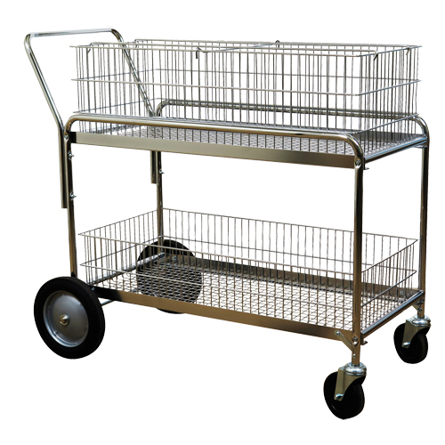 Chariot de bureau en treillis m&eacute;tallique pour le courrier, 250 lb Capacit&eacute;, Chrome, 23-3/4" p x 43" la x 38-1/2" h, Chrom&eacute; Oxford Builders Supplies Inc