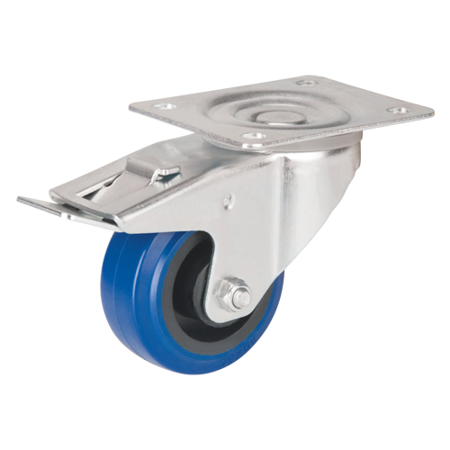Roulette bleue, Pivotant avec frein, 3" (76 mm), Caoutchouc, 285 lb (129 kg) Oxford Builders Supplies Inc