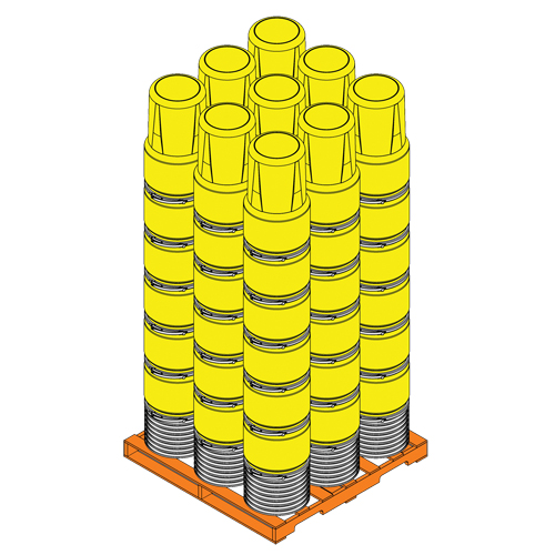 Baril emboîtable en poly&eacute;thyl&egrave;ne, 14 gal. US (11,7 gal. imp.), Dessus ouvert, Jaune Oxford Builders Supplies Inc