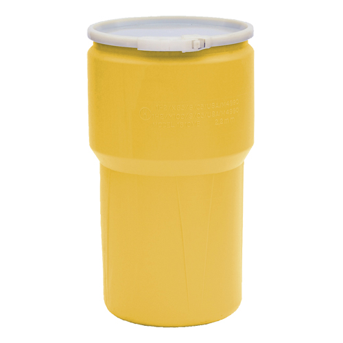 Baril emboîtable en poly&eacute;thyl&egrave;ne, 14 gal. US (11,7 gal. imp.), Dessus ouvert, Jaune Oxford Builders Supplies Inc