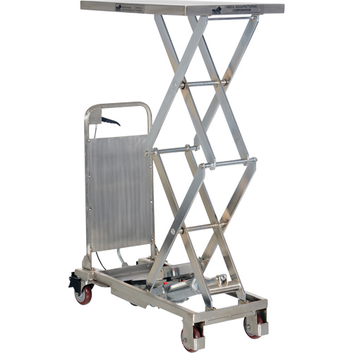 Manual Hydraulic Scissor Lift Table, 27-1/2" L x 17-3/4" W, Partial Stainless Steel, 220 lbs. Capacity Oxford Builders Supplies Inc