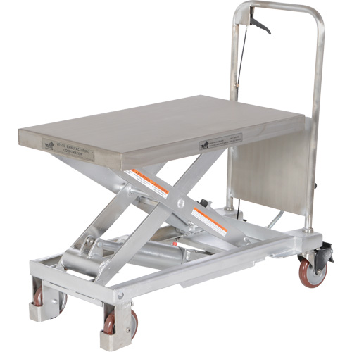 Manual Hydraulic Scissor Lift Table, 32-1/2" L x 19-1/2 W, Partial Stainless Steel, 1000 lbs. Capacity Oxford Builders Supplies Inc