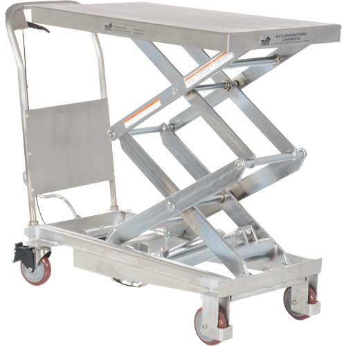 Manual Hydraulic Scissor Lift Table, 35-1/2" L x 20" W, Partial Stainless Steel, 800 lbs. Capacity Oxford Builders Supplies Inc