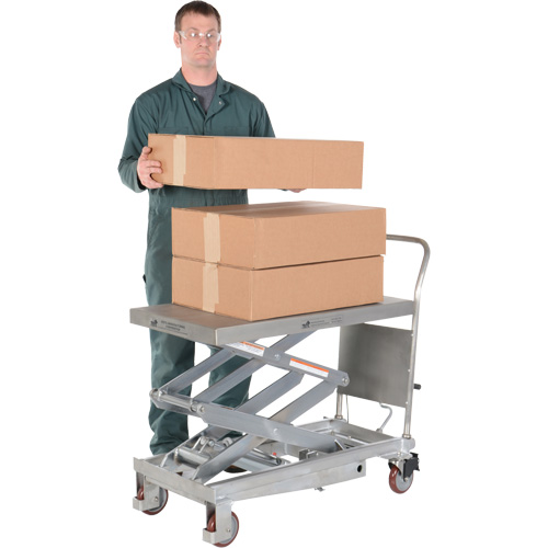 Manual Hydraulic Scissor Lift Table, 35-1/2" L x 20" W, Partial Stainless Steel, 800 lbs. Capacity Oxford Builders Supplies Inc