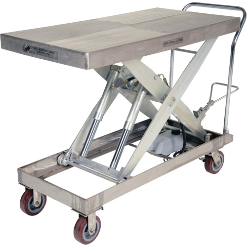 Table &eacute;l&eacute;vatrice hydraulique manuelle &agrave; ciseaux, 47" lo x 24" la, Partiellement en acier inoxydable, Capacit&eacute; 2000 lb Oxford Builders Supplies Inc