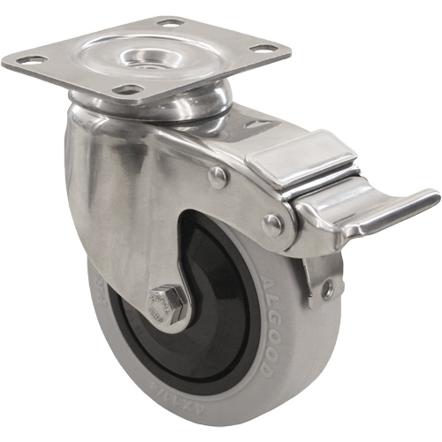 Roulette 2309 avec 2 freins, Pivotant avec frein, 5" (127 mm), Gris Envirothane, 350 lb (158,8 kg) Oxford Builders Supplies Inc