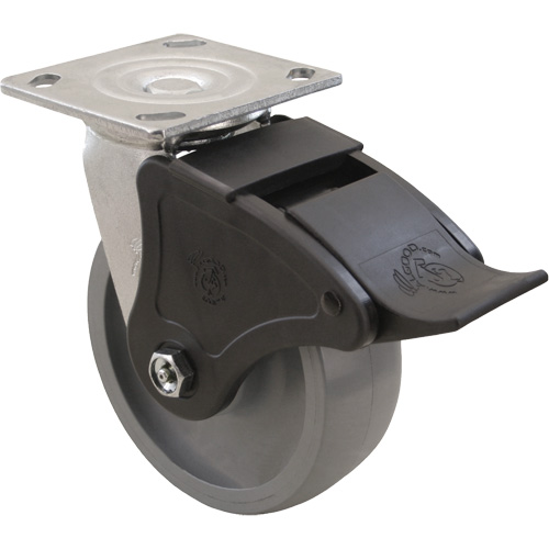 Roulette Max9, Pivotant, 6" (152,4 mm), Gris-WOW Envirothane, 1100 lb (498,95 kg) Oxford Builders Supplies Inc
