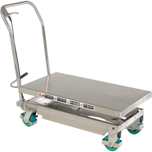 Table &eacute;l&eacute;vatrice hydraulique manuelle &agrave; ciseaux, 36-1/4" lo x 19-3/8" la, Acier inoxydable, Capacit&eacute; 600 lb Oxford Builders Supplies Inc