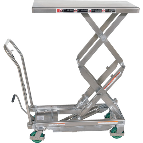 Table &eacute;l&eacute;vatrice hydraulique manuelle &agrave; ciseaux, 36-1/4" lo x 19-3/8" la, Acier inoxydable, Capacit&eacute; 600 lb Oxford Builders Supplies Inc