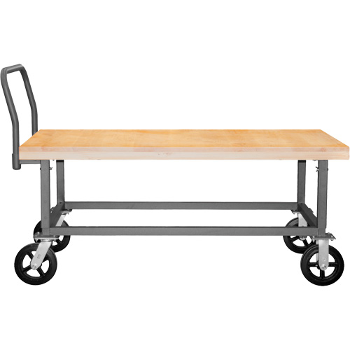 Adjustable Wood Deck Platform Truck, 48" L x 24" W, 1800 lbs. Capacity, Mold-on Rubber Casters Oxford Builders Supplies Inc
