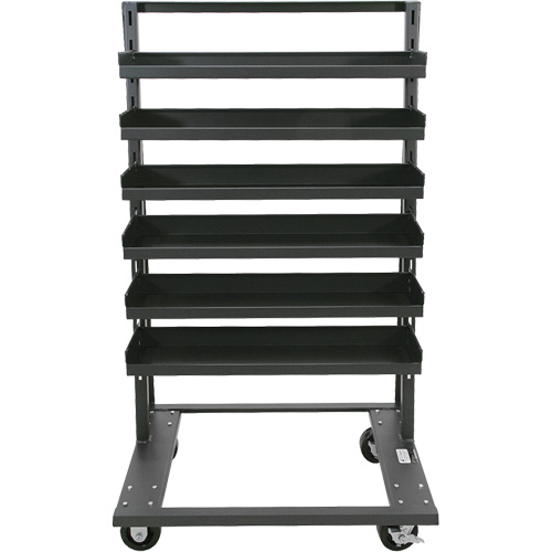 Single-Sided Heavy Duty A-Frame Cart with 6 Lipped Trays, 38" x 25" x 63", 2500 lbs. Capacity Oxford Builders Supplies Inc