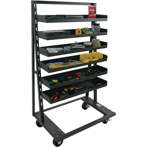 Single-Sided Heavy Duty A-Frame Cart with 6 Lipped Trays, 38" x 25" x 63", 2500 lbs. Capacity Oxford Builders Supplies Inc