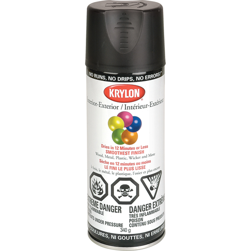 Laque industrielle Acryli-Quik, Noir, Semi-mat, 12 oz, Canette a&eacute;rosol Oxford Builders Supplies Inc