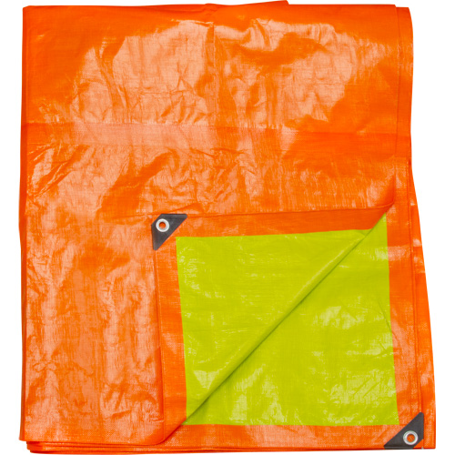 B&acirc;che tiss&eacute;e robuste haute visibilit&eacute;, Poly&eacute;thyl&egrave;ne, Vert/Orange, 16' x 20' x 12 mils Oxford Builders Supplies Inc