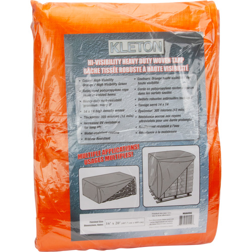 B&acirc;che tiss&eacute;e robuste haute visibilit&eacute;, Poly&eacute;thyl&egrave;ne, Vert/Orange, 16' x 20' x 12 mils Oxford Builders Supplies Inc