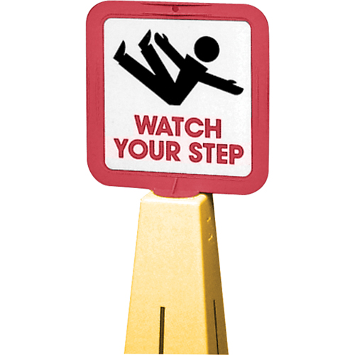 C&ocirc;nes de d&eacute;viation - &eacute;tiquettes de message  Watch Your Step , Adh&eacute;sif, Anglais avec pictogramme Oxford Builders Supplies Inc