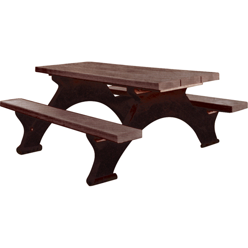 Tables de pique-nique en plastique recycl&eacute;, 8' lo x 61-1/2" la, Brun Oxford Builders Supplies Inc