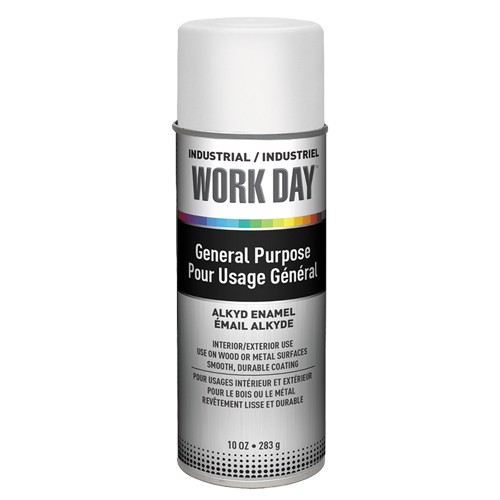 Industrial Work Day Paint, White, Very Flat, 10 oz., Aerosol Can Oxford Builders Supplies Inc