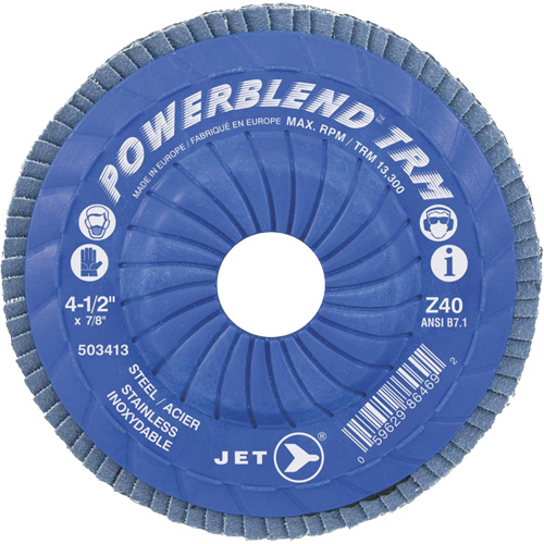 POWERBLEND TRM Trimmable Flap Disc, 5" x 7/8", Type 29, Z60 Grit, Zirconia Alumina Oxford Builders Supplies Inc
