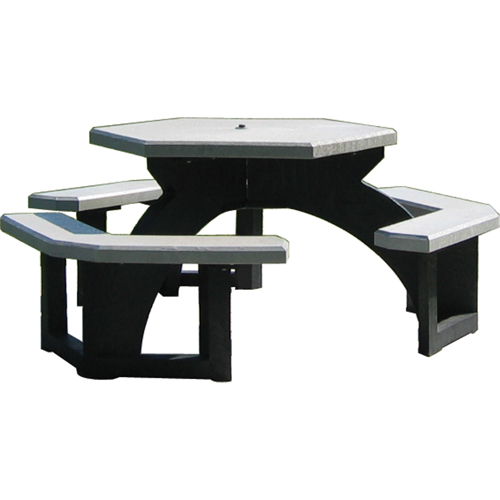Recycled Plastic Hexagon Picnic Tables, 78" L x 78" W, Grey Oxford Builders Supplies Inc