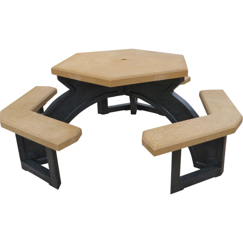 Tables de pique-nique hexagonales en plastique recycl&eacute;, 78" lo x 78" la, C&egrave;dre Oxford Builders Supplies Inc