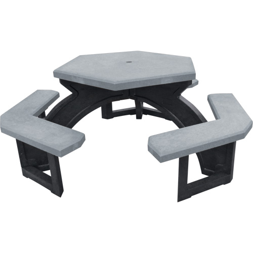 Tables de pique-nique hexagonales en plastique recycl&eacute;, 78" lo x 78" la, Gris Oxford Builders Supplies Inc