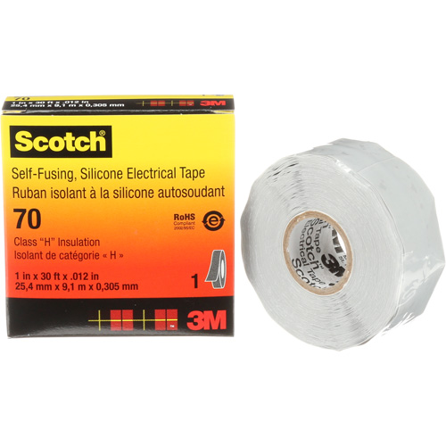 Ruban isolant en caoutchouc de silicone autofusionnant Scotch, 25,4 mm (1") x 9 m (30'), Gris, 12 mils Oxford Builders Supplies Inc