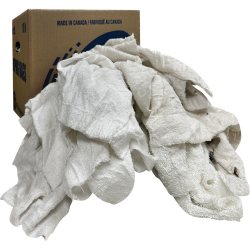 Boîte de chiffons d'essuyage, Tissu &eacute;ponge, Blanc, 10 lb Oxford Builders Supplies Inc