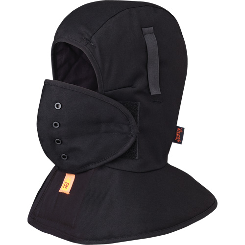 565A Flame Resistant Quilted Long Neck Hardhat Liner, Black, Cotton Oxford Builders Supplies Inc