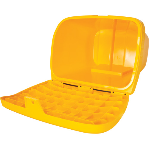 Bacs d'entreposage pour sel & sable, Avec Moraillon, 21" x 27" x 26", 4,24 pi³, Jaune Oxford Builders Supplies Inc