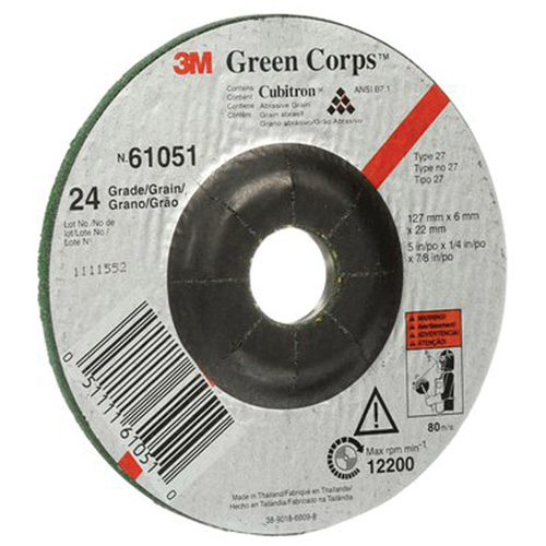 Green Corps Flexible Grinding Wheel, 5" x 1/4", 7/8" Arbor, Ceramic, Type 1 Oxford Builders Supplies Inc