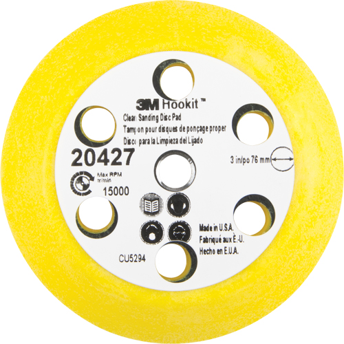 Hookit Clean Sanding Disc Pad Kit, 3" Dia. Oxford Builders Supplies Inc