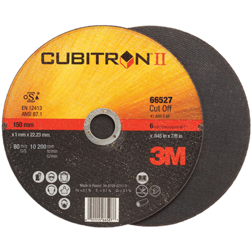 Cubitron II Cut-Off Wheel, 4-1/2" x 0.04"/0.045", 7/8" Arbor, Type 27, Ceramic, 13300 RPM Oxford Builders Supplies Inc