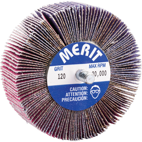 Threaded Mini Flap Wheel, Ceramic Alumina, 120 Grit, 3" x 1" x 1/4"-20 Oxford Builders Supplies Inc