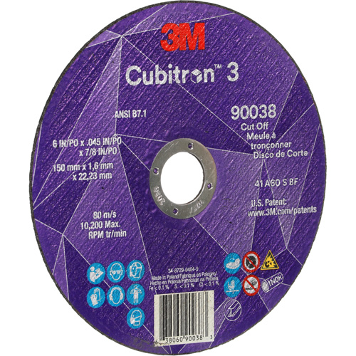 Cubitron 3 Cut-Off Wheel, 6" x 0.045", Type T27, Ceramic, 10200 RPM Oxford Builders Supplies Inc