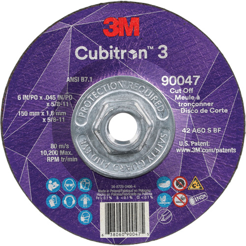 Meule &agrave; tronçonner Cubitron 3, 6" x 0,045", Arbre de 5/8"-11, Type T27, C&eacute;ramique, 10 200 Tr/min Oxford Builders Supplies Inc