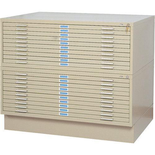 Steel Plan Files, 10 Drawers, 46-3/8" W x 35-3/8" D x 16-1/2" H Oxford Builders Supplies Inc