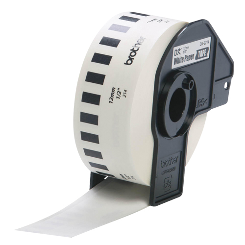 Tape Cartridge for P-touch&reg; Labeling System, 12 mm x 100', Black on White Oxford Builders Supplies Inc