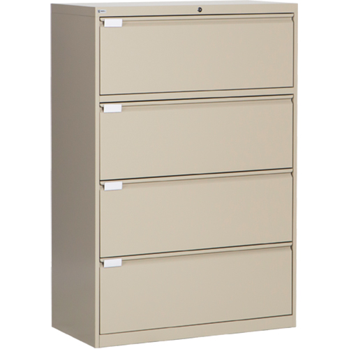 Lateral Filing Cabinet, Steel, 4 Drawers, 36" W x 18" D x 53-3/8" H, Beige Oxford Builders Supplies Inc