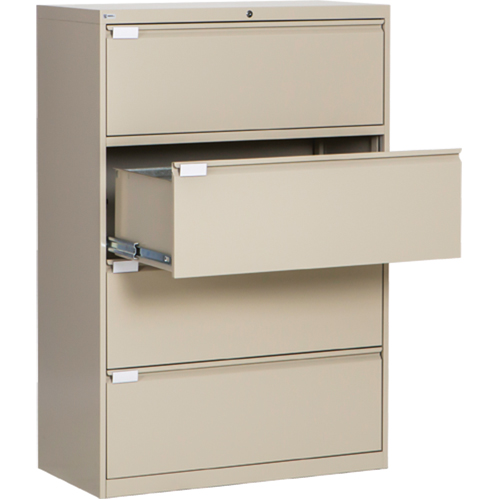Lateral Filing Cabinet, Steel, 4 Drawers, 36" W x 18" D x 53-3/8" H, Beige Oxford Builders Supplies Inc