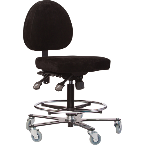 TF180 Welding Grade Ergonomic Stools, Suede, Black, 300 lbs. Capacity Oxford Builders Supplies Inc