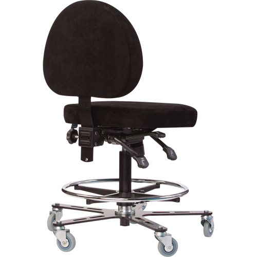 TF180 Welding Grade Ergonomic Stools, Suede, Black, 300 lbs. Capacity Oxford Builders Supplies Inc