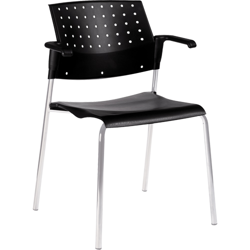Stacking Chairs, Plastic, 33" High, 300 lbs. Capacity, Black Oxford Builders Supplies Inc