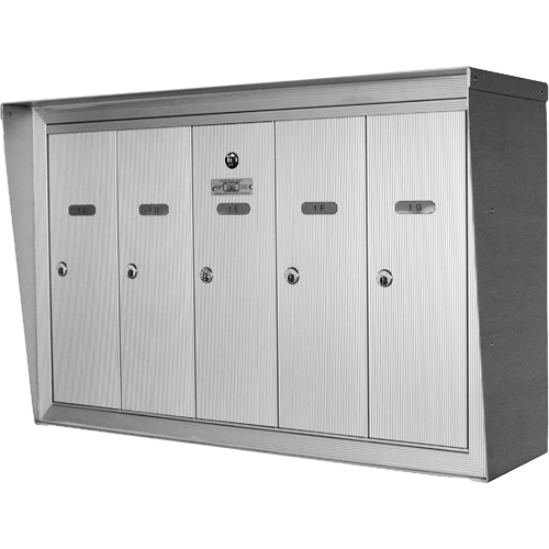 Boîtes aux lettres plateforme unique, Fixation Mural, 16" x 5-1/2", 4 portes, Aluminium Oxford Builders Supplies Inc
