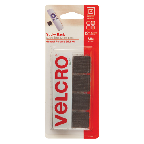 Attaches en carr&eacute;e, Boucle et crochet, 7/8" dia., Adh&eacute;sif, Noir Oxford Builders Supplies Inc