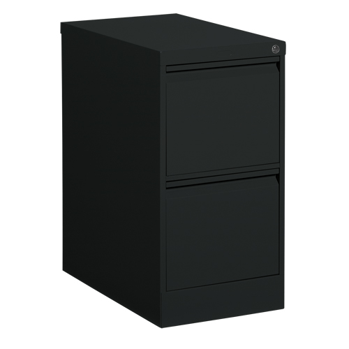 Vertical Filing Cabinet, Steel, 2 Drawers, 15-1/7" W x 25" D x 29" H, Black Oxford Builders Supplies Inc