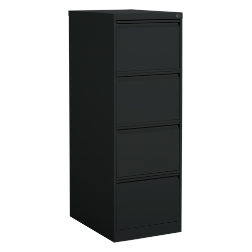 Vertical Filing Cabinet, Steel, 4 Drawers, 18-1/7" W x 25" D x 52" H, Black Oxford Builders Supplies Inc